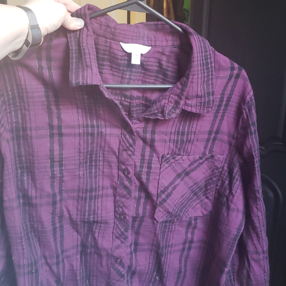 Time and Tru purple flannel with silver stich